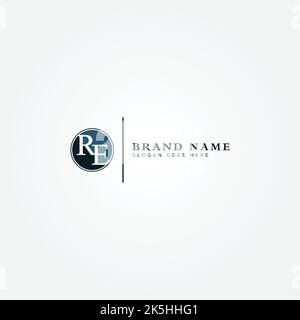 Simple Business Logo for Initial Letter RE - Alphabet Logo - Simple Monogram Logo Stock Vector