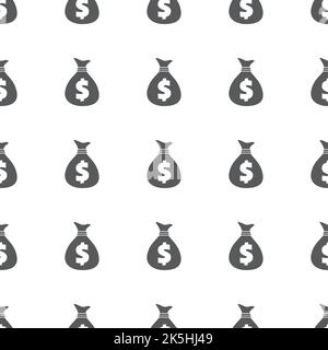 Bags full of dollars seamless pattern. Wrapping background with repeating USA money symbols isolated on white. Vector eps8 illustration. Stock Vector