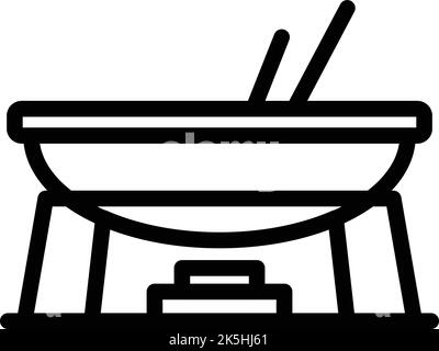 Fondue big pot icon outline vector. Cheese food. Fondu cooking Stock Vector