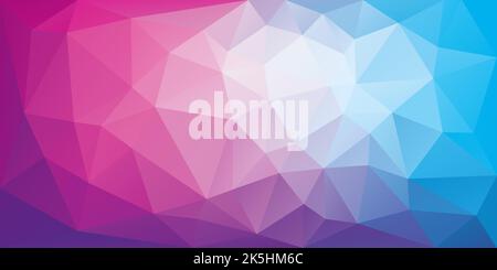 Polygonal background of triangles in pink and blue colors. Triangular banner template. Low poly mesh gradient in origami style. Vector eps8 illustrati Stock Vector