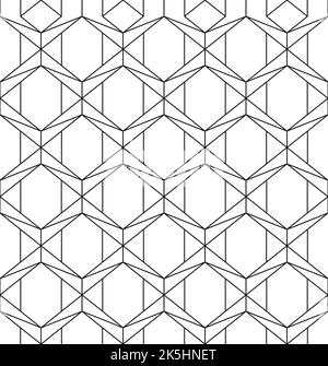 Geometric seamless pattern. Outline luxury texture with hexagons and triangles. Diamond and triangular shapes wrapping template. Intersecting lines on Stock Vector