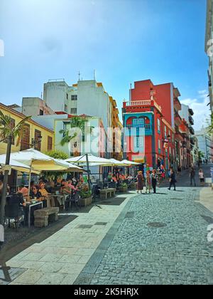 Colouful Old homes houses in santa cruz de la palma spain,las palma,la palma,las palma old town,fort in las palma,las palmas de gran caneria Stock Photo