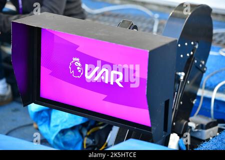 Brighton, UK. 08th Oct, 2022. Love it hate it but this is VAR during the Premier League match between Brighton & Hove Albion and Tottenham Hotspur at The Amex on October 8th 2022 in Brighton, England. (Photo by Jeff Mood/phcimages.com) Credit: PHC Images/Alamy Live News Stock Photo