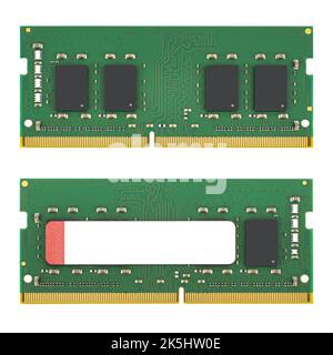 RAM for laptop SO-DIMM DDR4, on a white background in, view from two sides Stock Photo