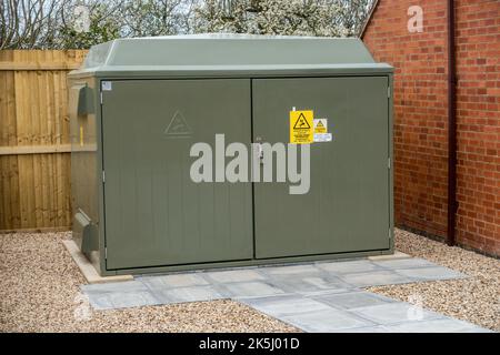 New electricity substation enclosure, Burton Lazars, Leicestershire, England, UK Stock Photo