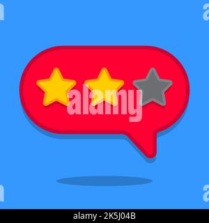 Three stars. Customer rating, reviews. Isolated on white background. Vector illustration. Stock Vector