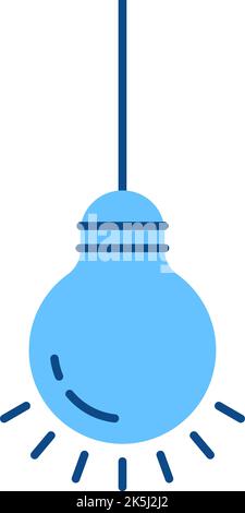 blue bulb hanging on wire Stock Vector