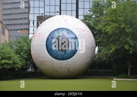 Dallas, Texas, USA - August 21, 2022: Giant Eyeball Sculpture in Downtown Dallas Stock Photo