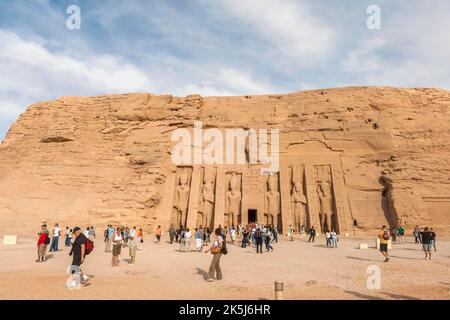 Hathor Temple of Nefertari, Rock Temple Abu Simbel, Egypt Stock Photo