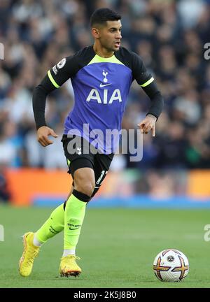 Brighton and Hove, England, 8th October 2022. Cristian Romero of Tottenham Hotspur during the Premier League match at the AMEX Stadium, Brighton and Hove. Picture credit should read: Paul Terry / Sportimage