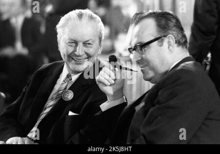 The 18th Party Congress of the Christian Democratic Union of Germany (CDU) was held in Duesseldorf on 25 January 1971. Kurt-Georg Kiesinger, Helmut Stock Photo