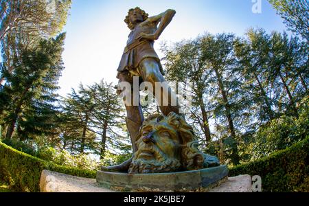 24 April -2022 Statue on a perch in a park in Ravello Italy Stock Photo