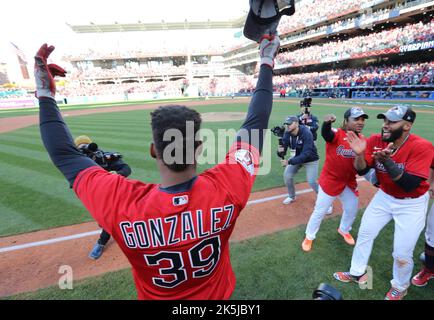 Cleveland Guardians fans cheer before a wild card baseball playoff game  against the Tampa Bay Rays, Saturday, Oct. 8, 2022, in Cleveland. (AP  Photo/David Dermer Stock Photo - Alamy