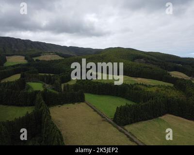 lakes, cliffs and mountain ranges of Azores Stock Photo