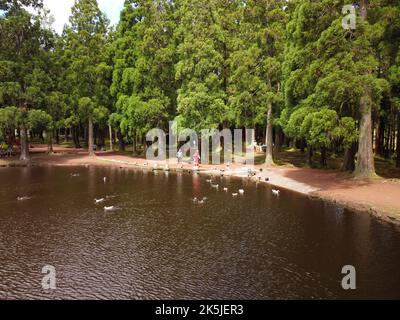 lakes, cliffs and mountain ranges of Azores Stock Photo