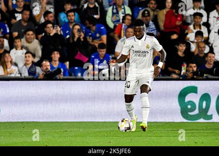 GETAFE, SPAIN - OCTOBER 8: Vinicius of Real Madrid CF during the match between Getafe CF and Real Madrid CF of La Liga Santander on October 8, 2022 at Coliseum Alfonso Pérez in Getafe, Spain. (Photo by Samuel Carreño/ PX Images) Stock Photo