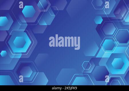 gradient blue hexagonal background vector design illustration Stock Vector
