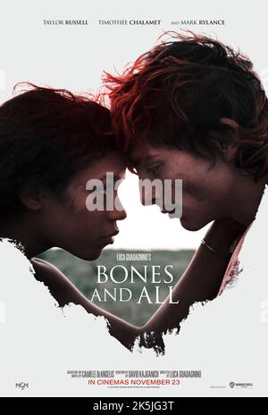 RELEASE DATE: November 23, 2022. TITLE: Bones and All. STUDIO: MGM. DIRECTOR: Luca Guadagnino. PLOT: Maren, a young woman, learns how to survive on the margins of society. STARRING: TAYLOR RUSSELL as Maren, TIMOTHEE CHALAMET as Lee. (Credit Image: © MGM/Entertainment Pictures) Stock Photo