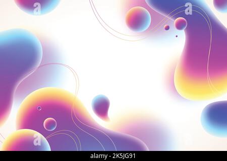 fluid neon holographic abstract design horizontal banners with colourful drops and editable text vector illustration Stock Vector