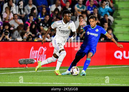 October 8, 2022: GETAFE, SPAIN - OCTOBER 8: Vinicius of Real Madrid CF during the match between Getafe CF and Real Madrid CF of La Liga Santander on October 8, 2022 at Coliseum Alfonso Pérez in Getafe, Spain. (Credit Image: © Samuel CarreÃ±O/PX Imagens via ZUMA Press Wire) Stock Photo