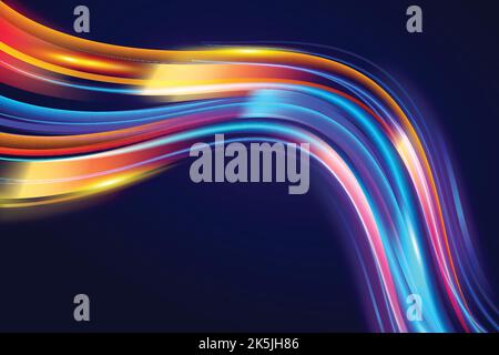 realistic neon lights lines background vector design illustration Stock Vector