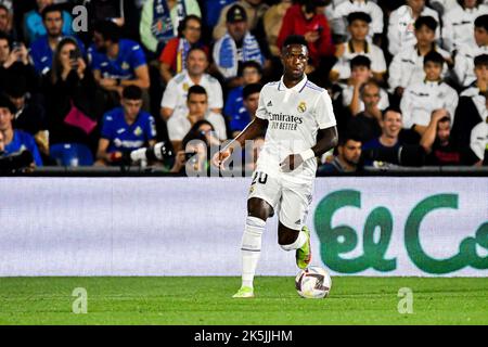 October 8, 2022: GETAFE, SPAIN - OCTOBER 8: Vinicius of Real Madrid CF during the match between Getafe CF and Real Madrid CF of La Liga Santander on October 8, 2022 at Coliseum Alfonso Pérez in Getafe, Spain. (Credit Image: © Samuel CarreÃ±O/PX Imagens via ZUMA Press Wire) Stock Photo