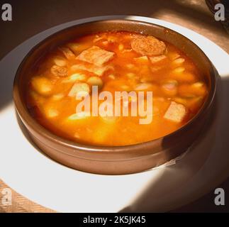 Typical dish of Fabada asturiana from the north of Spain. Stock Photo