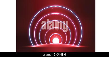 realistic neon lights lines background vector design illustration Stock Vector