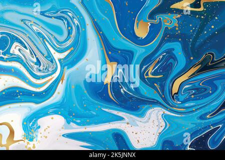 realistic liquid marble background with gold vector design illustration Stock Vector