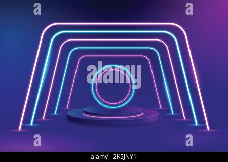 realistic neon lights lines background vector design illustration Stock Vector
