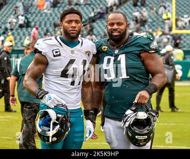 Jacksonville Jaguars linebacker Josh Allen (41) reacts as he is