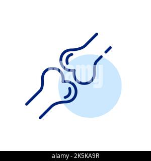 Knee joint. Two bones. Pixel perfect, editable stroke line icon Stock Vector