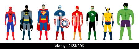 Set of Famous Superhero in vector format Stock Vector
