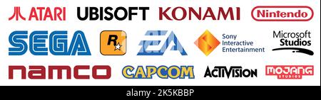 Top world video gaming industry logos in vector format Stock Vector