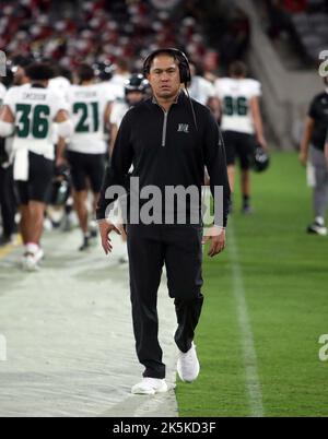 October 8, 2022 - Hawaii Rainbow Warriors head coach Timmy Chang during a game between the San Diego State Aztecs and the Hawaii Rainbow Warriors at the Snapdragon Stadium in San Diego, CA - Michael Sullivan/CSM Stock Photo