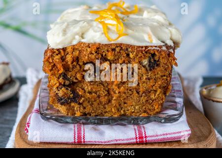 Classic carrot cake with vanilla cheese frosting Stock Photo