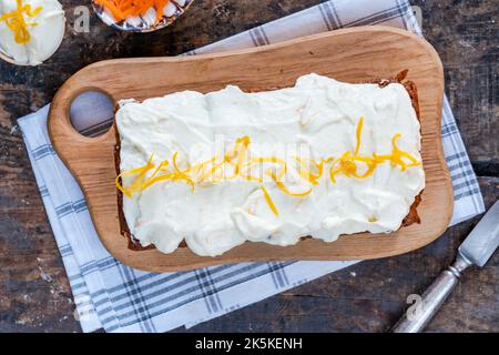 Classic carrot cake with vanilla cheese frosting Stock Photo