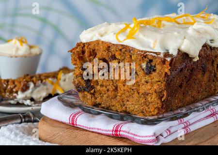 Classic carrot cake with vanilla cheese frosting Stock Photo