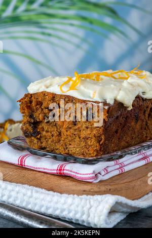 Classic carrot cake with vanilla cheese frosting Stock Photo