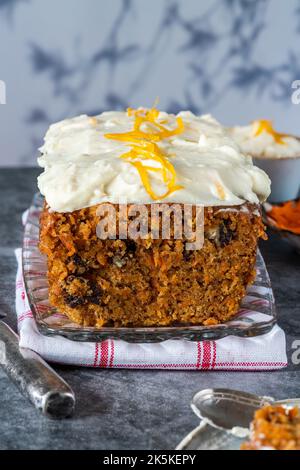 Classic carrot cake with vanilla cheese frosting Stock Photo