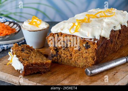 Classic carrot cake with vanilla cheese frosting Stock Photo