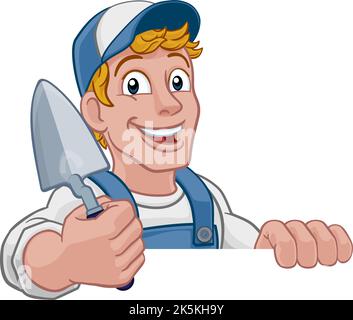 Trowel Construction Site Cartoon Builder Handyman Stock Vector
