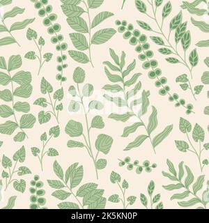 Vintage leaves vector background. Creative texture for fabric, textile, design and fashion prints. Stock Vector