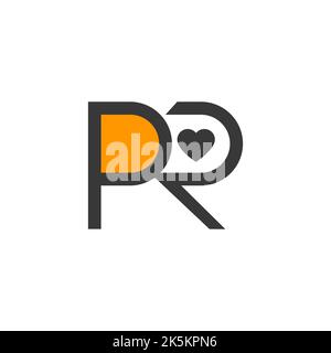 pr logo, public relations icon, letters. PR sign, symbol. Vector monogram with heart Stock Vector