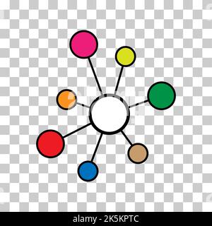 Hub flat network icon, connect structure vector symbol isolated background, technology system . Stock Vector