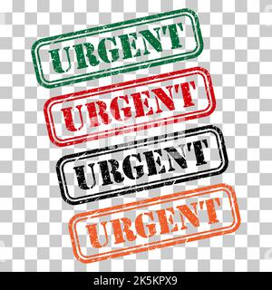 Set of Urgent stamp symbol, label sticker sign button, text banner vector illustration . Stock Vector