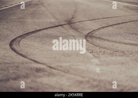 Abstract shot of Tyre Marks Stock Photo