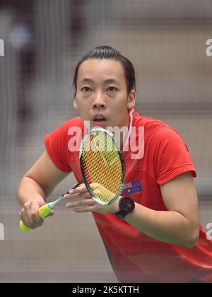 Sydney, Australia. 08th Oct, 2022. Hsuan-Yu Wendy Chen of Australia seen in action during the 2022 Sydney International Women's Single quarter finals match against Wong Ling Ching of Malaysia. Wong won the match 21-8, 21-14. Credit: SOPA Images Limited/Alamy Live News Stock Photo