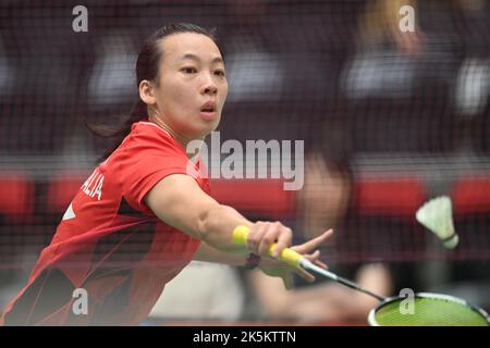 Sydney, Australia. 08th Oct, 2022. Hsuan-Yu Wendy Chen of Australia seen in action during the 2022 Sydney International Women's Single quarter finals match against Wong Ling Ching of Malaysia. Wong won the match 21-8, 21-14. Credit: SOPA Images Limited/Alamy Live News Stock Photo