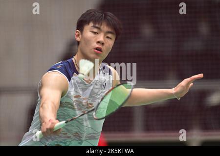 Sydney, Australia. 08th Oct, 2022. Ricky Tang (Australia) seen in action during 2022 Sydney International Men's Single quarter finals match against Jia Wei Joel of Singapore. Jia Wei Joel won the match, 21-11, 21-10. Credit: SOPA Images Limited/Alamy Live News Stock Photo